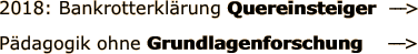  2018: Bankrotterkl�rung Quereinsteiger 